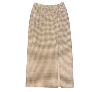 DKNY Tan Houndstooth Wool Skirt Size 8